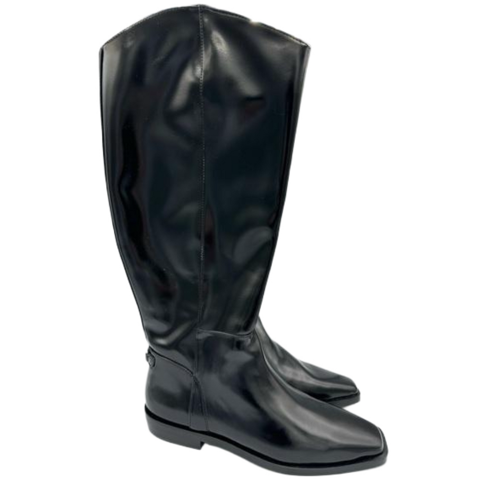 SAM EDELMAN Cesar Riding Boots women’s size 7.5 Black real & faux leather NWOB
